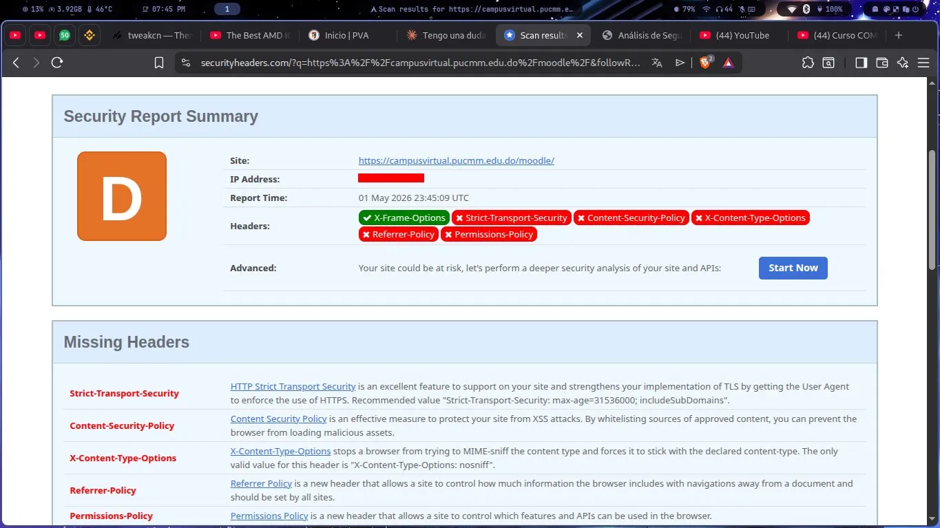 Security Headers Report — Nota D